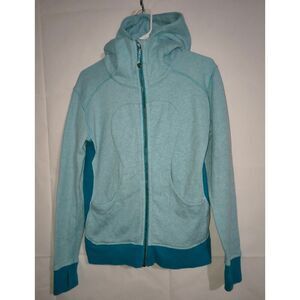 Lululemon On the Daily Hoodie Heathered Peacock Blue Size 6 Womens Sweatshirt Fu